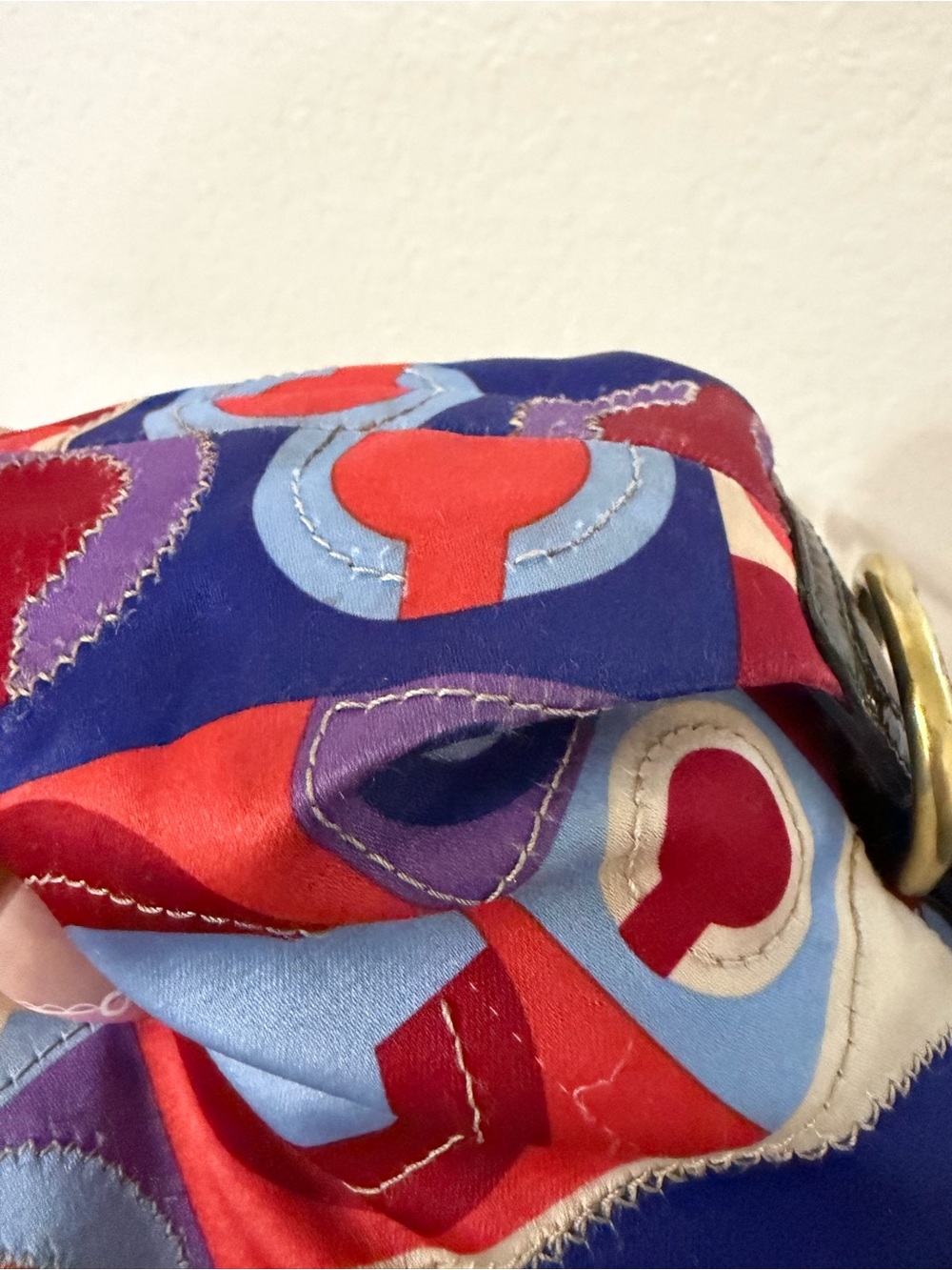 ****SOLD****Coach Multicolor Geometric Patent-Trim Satchel - Blue/Red/Purple - Picture 8 of 13